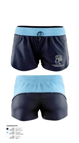 Womens Shorts, Oakwood-Windsor Elementary, Spirit Store, Teamtime, Team time, sublimation, custom sports apparel, team uniforms, spirit wear, spiritwear, sports uniforms, custom shirts, team store, custom team store, fundraiser sports, apparel fundraiser