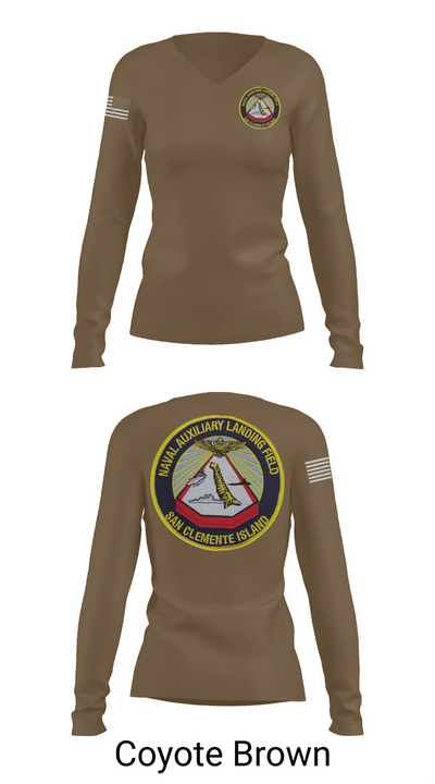 NAVAL AUXILIARY LANDING FIELD SAN CLEMENTE ISLAND 84948296 Women's Long Sleeve V-neck Shirt - 16