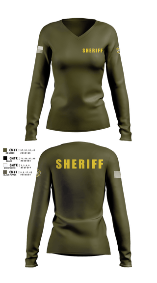 Womens Long Sleeve Vneck Shirt, JEFFERSON COUNTY SHERIFFS OFFICE, Police, Teamtime, Team time, sublimation, custom sports apparel, team uniforms, spirit wear, spiritwear, sports uniforms, custom shirts, team store, custom team store, fundraiser sports, apparel fundraiser