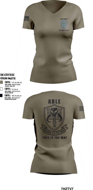 Womens Short Sleeve Vneck Shirt, A Co 172 BEB, National Guard, Teamtime, Team time, sublimation, custom sports apparel, team uniforms, spirit wear, spiritwear, sports uniforms, custom shirts, team store, custom team store, fundraiser sports, apparel fundraiser