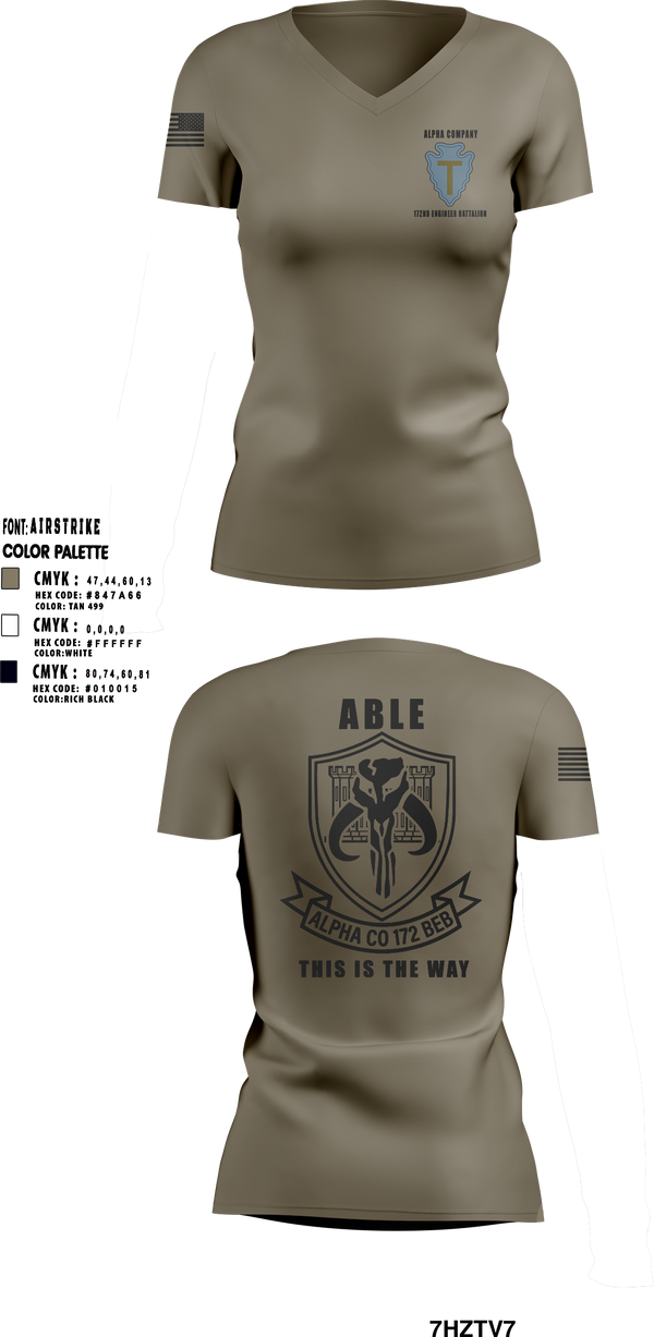 Womens Short Sleeve Vneck Shirt, A Co 172 BEB, National Guard, Teamtime, Team time, sublimation, custom sports apparel, team uniforms, spirit wear, spiritwear, sports uniforms, custom shirts, team store, custom team store, fundraiser sports, apparel fundraiser