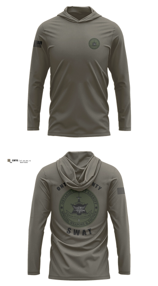 Long Sleeve Performance Shirt with hood, Ontario County Sheriff’s Office, Police, Teamtime, Team time, sublimation, custom sports apparel, team uniforms, spirit wear, spiritwear, sports uniforms, custom shirts, team store, custom team store, fundraiser sports, apparel fundraiser