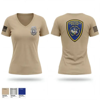 Womens Short Sleeve Vneck Shirt, Leachville Police Department, Police, Teamtime, Team time, sublimation, custom sports apparel, team uniforms, spirit wear, spiritwear, sports uniforms, custom shirts, team store, custom team store, fundraiser sports, apparel fundraiser