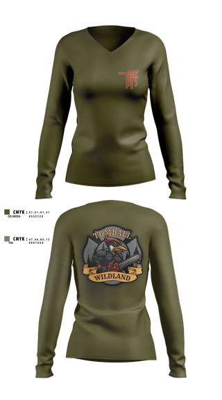 Womens Long Sleeve Vneck Shirt, Tomball Wildland, , Teamtime, Team time, sublimation, custom sports apparel, team uniforms, spirit wear, spiritwear, sports uniforms, custom shirts, team store, custom team store, fundraiser sports, apparel fundraiser