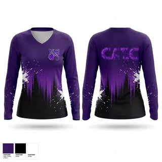 Womens Long Sleeve Vneck Shirt, CAEC Africentric Nubians, Track & Field, Teamtime, Team time, sublimation, custom sports apparel, team uniforms, spirit wear, spiritwear, sports uniforms, custom shirts, team store, custom team store, fundraiser sports, apparel fundraiser