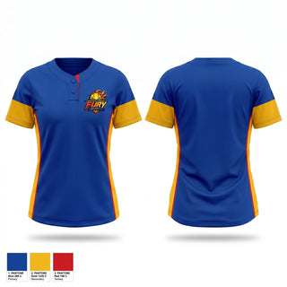 Two Button Softball Jersey, Downingtown Fury, Softball, Teamtime, Team time, sublimation, custom sports apparel, team uniforms, spirit wear, spiritwear, sports uniforms, custom shirts, team store, custom team store, fundraiser sports, apparel fundraiser