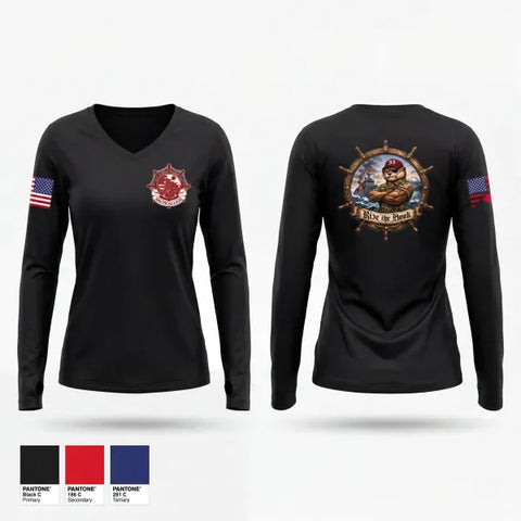 Womens Long Sleeve Vneck Shirt, 5th Transportation Company, Army, Teamtime, Team time, sublimation, custom sports apparel, team uniforms, spirit wear, spiritwear, sports uniforms, custom shirts, team store, custom team store, fundraiser sports, apparel fundraiser