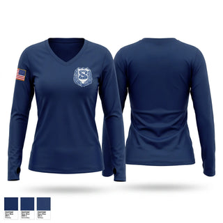 Womens Long Sleeve Vneck Shirt, Shrewsbury PBA Local #308, Police, Teamtime, Team time, sublimation, custom sports apparel, team uniforms, spirit wear, spiritwear, sports uniforms, custom shirts, team store, custom team store, fundraiser sports, apparel fundraiser