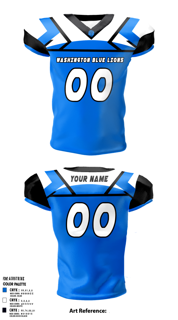 Football Jersey, Washington Blue Lions Football, , Teamtime, Team time, sublimation, custom sports apparel, team uniforms, spirit wear, spiritwear, sports uniforms, custom shirts, team store, custom team store, fundraiser sports, apparel fundraiser