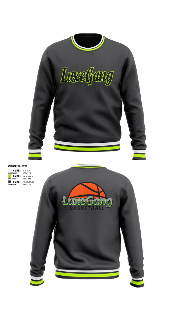 Crew Neck Sweatshirt, LuxeGang, Men's Basketball, Teamtime, Team time, sublimation, custom sports apparel, team uniforms, spirit wear, spiritwear, sports uniforms, custom shirts, team store, custom team store, fundraiser sports, apparel fundraiser