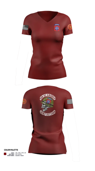 Womens Short Sleeve Vneck Shirt, 82d ABN DIV, , Teamtime, Team time, sublimation, custom sports apparel, team uniforms, spirit wear, spiritwear, sports uniforms, custom shirts, team store, custom team store, fundraiser sports, apparel fundraiser