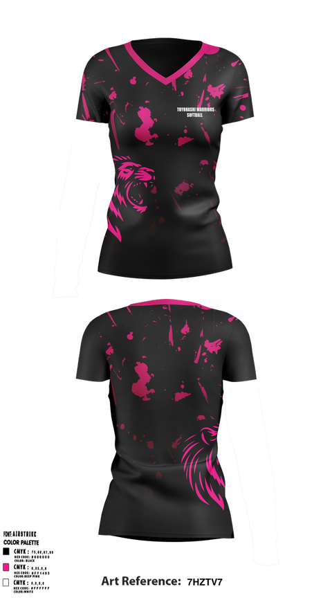Womens Short Sleeve Vneck Shirt, Toyohashi warriors, Softball, Teamtime, Team time, sublimation, custom sports apparel, team uniforms, spirit wear, spiritwear, sports uniforms, custom shirts, team store, custom team store, fundraiser sports, apparel fundraiser