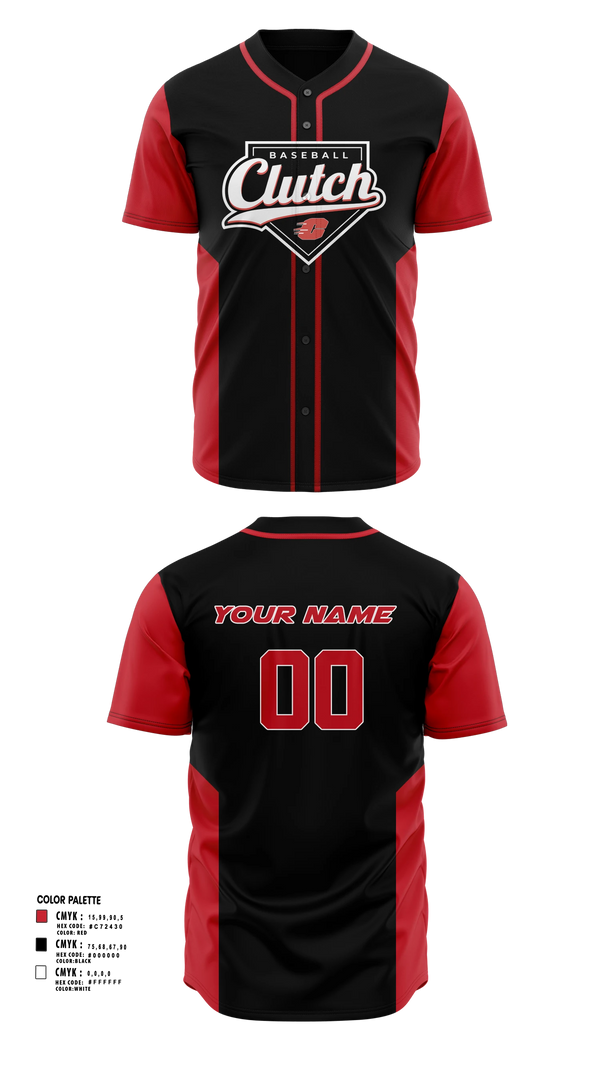 Full Button Baseball Jersey, Clutch, Baseball, Teamtime, Team time, sublimation, custom sports apparel, team uniforms, spirit wear, spiritwear, sports uniforms, custom shirts, team store, custom team store, fundraiser sports, apparel fundraiser