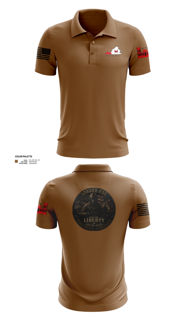 Short Sleeve Performance Polo, 1033rd Engineer Support Company, National Guard, Teamtime, Team time, sublimation, custom sports apparel, team uniforms, spirit wear, spiritwear, sports uniforms, custom shirts, team store, custom team store, fundraiser sports, apparel fundraiser