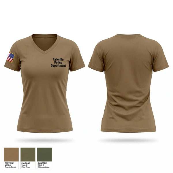 Womens Short Sleeve Vneck Shirt, Falkville Police Department, Police, Teamtime, Team time, sublimation, custom sports apparel, team uniforms, spirit wear, spiritwear, sports uniforms, custom shirts, team store, custom team store, fundraiser sports, apparel fundraiser