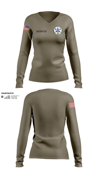 Womens Long Sleeve Vneck Shirt, 38th RSG, Army, Teamtime, Team time, sublimation, custom sports apparel, team uniforms, spirit wear, spiritwear, sports uniforms, custom shirts, team store, custom team store, fundraiser sports, apparel fundraiser