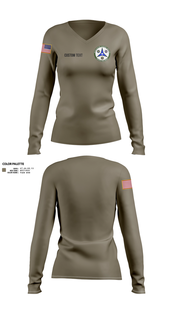 Womens Long Sleeve Vneck Shirt, 38th RSG, Army, Teamtime, Team time, sublimation, custom sports apparel, team uniforms, spirit wear, spiritwear, sports uniforms, custom shirts, team store, custom team store, fundraiser sports, apparel fundraiser