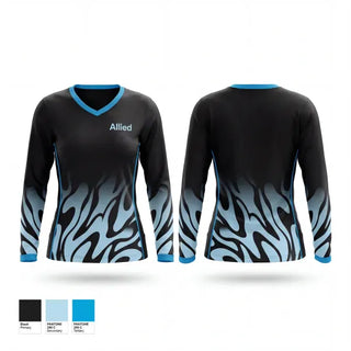 Womens Long Sleeve Vneck Shirt, Allied, , Teamtime, Team time, sublimation, custom sports apparel, team uniforms, spirit wear, spiritwear, sports uniforms, custom shirts, team store, custom team store, fundraiser sports, apparel fundraiser