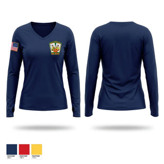 Womens Long Sleeve Vneck Shirt, Howard County Fire and Rescue, Fire Department, Teamtime, Team time, sublimation, custom sports apparel, team uniforms, spirit wear, spiritwear, sports uniforms, custom shirts, team store, custom team store, fundraiser sports, apparel fundraiser