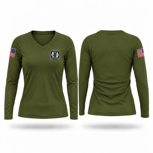 Womens Long Sleeve Vneck Shirt, Calhan Police Department, Police, Teamtime, Team time, sublimation, custom sports apparel, team uniforms, spirit wear, spiritwear, sports uniforms, custom shirts, team store, custom team store, fundraiser sports, apparel fundraiser