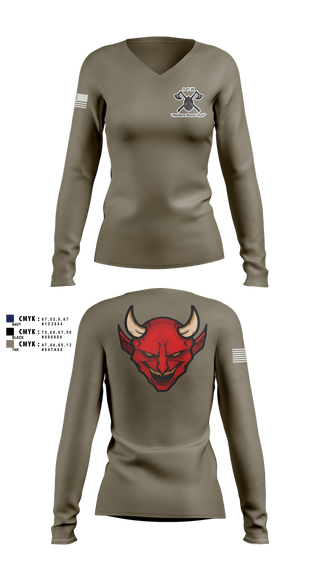 Womens Long Sleeve Vneck Shirt, D Co 3-47, , Teamtime, Team time, sublimation, custom sports apparel, team uniforms, spirit wear, spiritwear, sports uniforms, custom shirts, team store, custom team store, fundraiser sports, apparel fundraiser