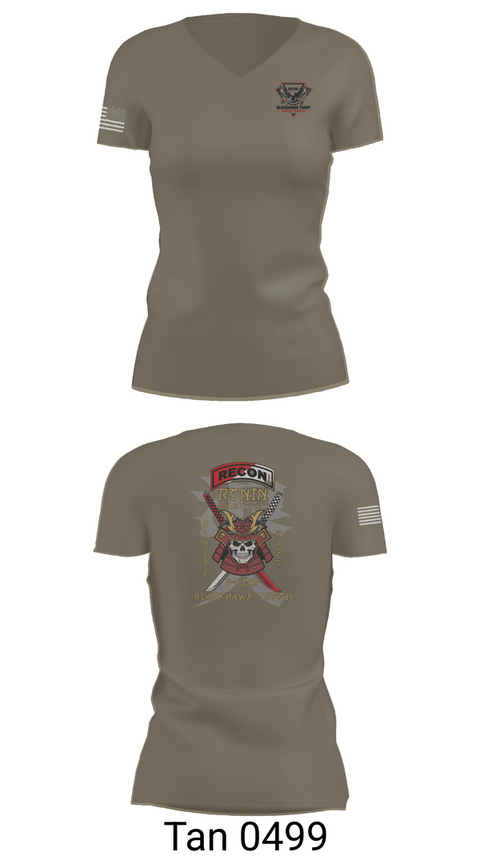 Womens Short Sleeve Vneck Shirt, 4-9 CAV, RONIN PLT, Army, Teamtime, Team time, sublimation, custom sports apparel, team uniforms, spirit wear, spiritwear, sports uniforms, custom shirts, team store, custom team store, fundraiser sports, apparel fundraiser