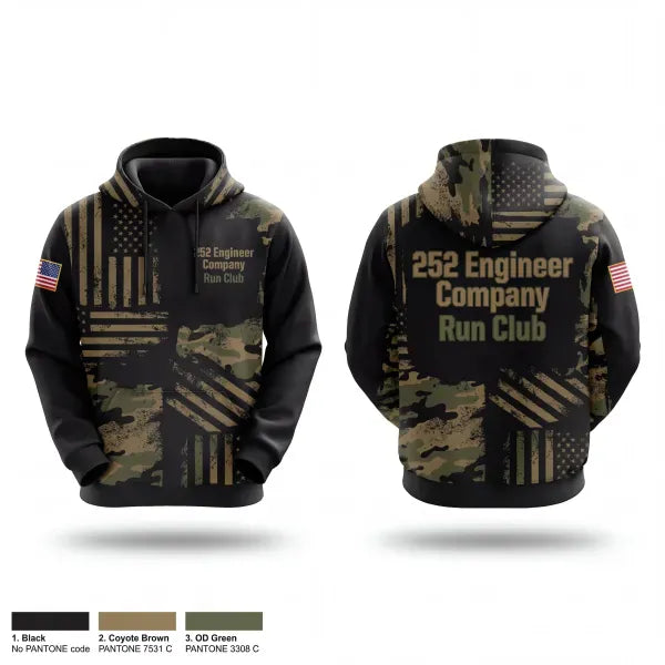 Hoodie, 252 Engineer Company, Army, Teamtime, Team time, sublimation, custom sports apparel, team uniforms, spirit wear, spiritwear, sports uniforms, custom shirts, team store, custom team store, fundraiser sports, apparel fundraiser