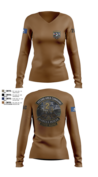 Womens Long Sleeve Vneck Shirt, Louisiana State Guard, Army, Teamtime, Team time, sublimation, custom sports apparel, team uniforms, spirit wear, spiritwear, sports uniforms, custom shirts, team store, custom team store, fundraiser sports, apparel fundraiser