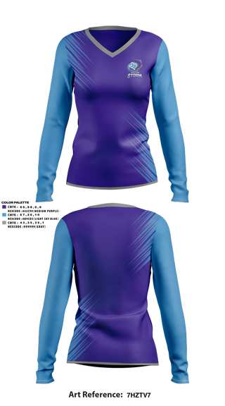 Womens Long Sleeve Vneck Shirt, Texas Storm, Softball, Teamtime, Team time, sublimation, custom sports apparel, team uniforms, spirit wear, spiritwear, sports uniforms, custom shirts, team store, custom team store, fundraiser sports, apparel fundraiser
