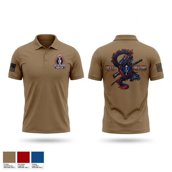 Short Sleeve Performance Polo, Delta Company 100BN 442IN REGT, Army, Teamtime, Team time, sublimation, custom sports apparel, team uniforms, spirit wear, spiritwear, sports uniforms, custom shirts, team store, custom team store, fundraiser sports, apparel fundraiser