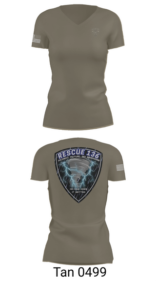 Womens Short Sleeve Vneck Shirt, Rescue 136, Fire Department, Teamtime, Team time, sublimation, custom sports apparel, team uniforms, spirit wear, spiritwear, sports uniforms, custom shirts, team store, custom team store, fundraiser sports, apparel fundraiser