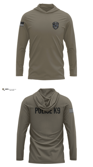 Long Sleeve Performance Shirt with hood, Roy Cit Police K9, Police, Teamtime, Team time, sublimation, custom sports apparel, team uniforms, spirit wear, spiritwear, sports uniforms, custom shirts, team store, custom team store, fundraiser sports, apparel fundraiser