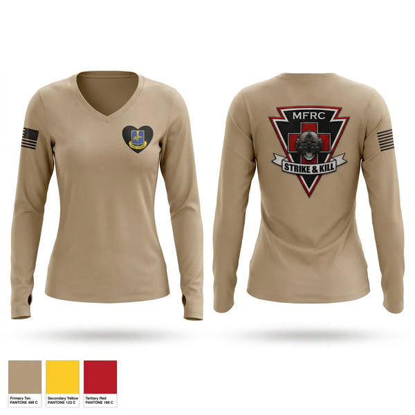 Womens Long Sleeve Vneck Shirt, 2-502 MFRC MED, Army, Teamtime, Team time, sublimation, custom sports apparel, team uniforms, spirit wear, spiritwear, sports uniforms, custom shirts, team store, custom team store, fundraiser sports, apparel fundraiser
