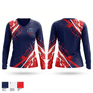 Womens Long Sleeve Vneck Shirt, Cheyenne Tennis Association, Tennis, Teamtime, Team time, sublimation, custom sports apparel, team uniforms, spirit wear, spiritwear, sports uniforms, custom shirts, team store, custom team store, fundraiser sports, apparel fundraiser