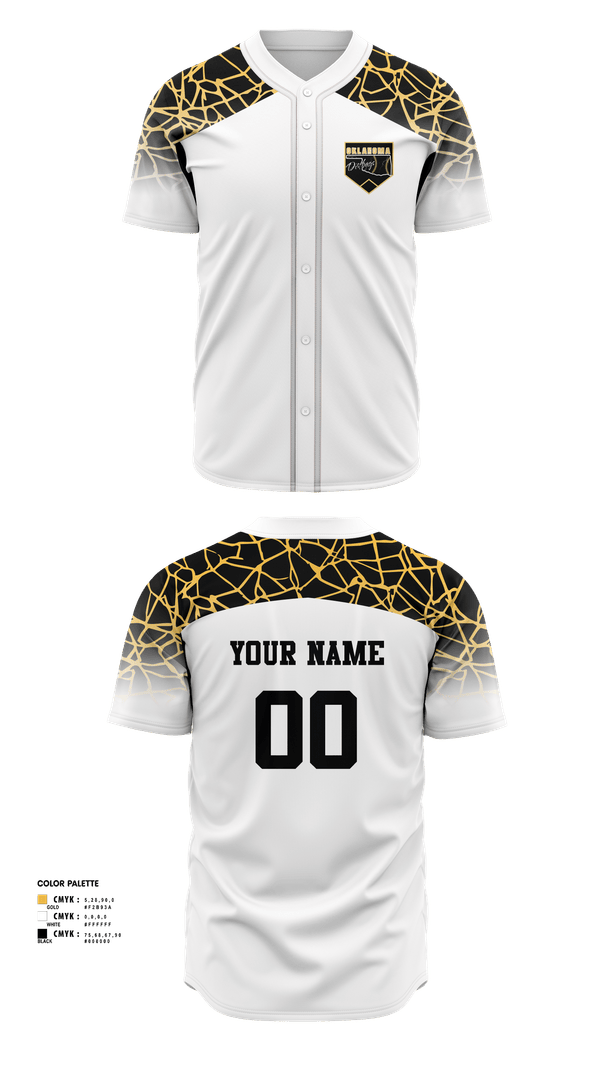 Full Button Baseball Jersey, Oklahoma dirtbags, Baseball, Teamtime, Team time, sublimation, custom sports apparel, team uniforms, spirit wear, spiritwear, sports uniforms, custom shirts, team store, custom team store, fundraiser sports, apparel fundraiser
