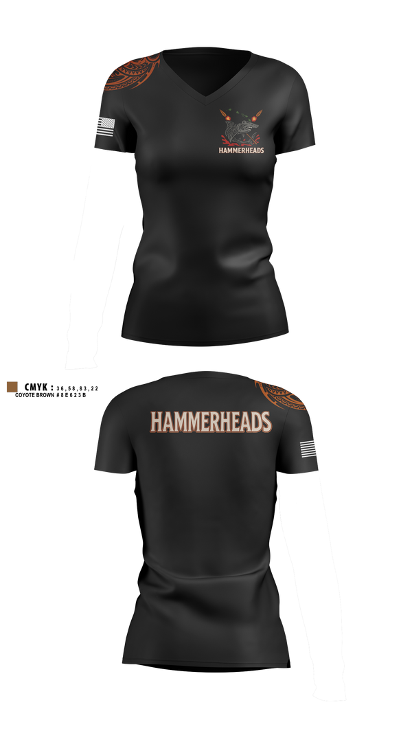 Womens Short Sleeve Vneck Shirt, HHC, 307th ESB-E, Army, Teamtime, Team time, sublimation, custom sports apparel, team uniforms, spirit wear, spiritwear, sports uniforms, custom shirts, team store, custom team store, fundraiser sports, apparel fundraiser