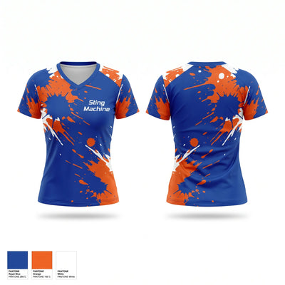 Sting Machine Women's Short Sleeve V-neck Shirt - 1