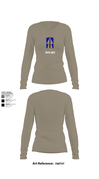 Womens Long Sleeve Vneck Shirt, 76th IBCT, , Teamtime, Team time, sublimation, custom sports apparel, team uniforms, spirit wear, spiritwear, sports uniforms, custom shirts, team store, custom team store, fundraiser sports, apparel fundraiser