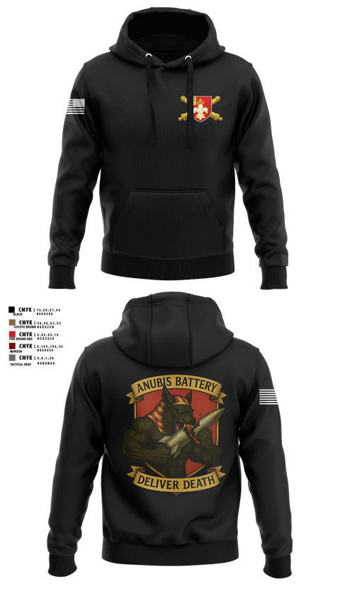 Hoodie, Anubis Battery, 3-12 FA, Army, Teamtime, Team time, sublimation, custom sports apparel, team uniforms, spirit wear, spiritwear, sports uniforms, custom shirts, team store, custom team store, fundraiser sports, apparel fundraiser