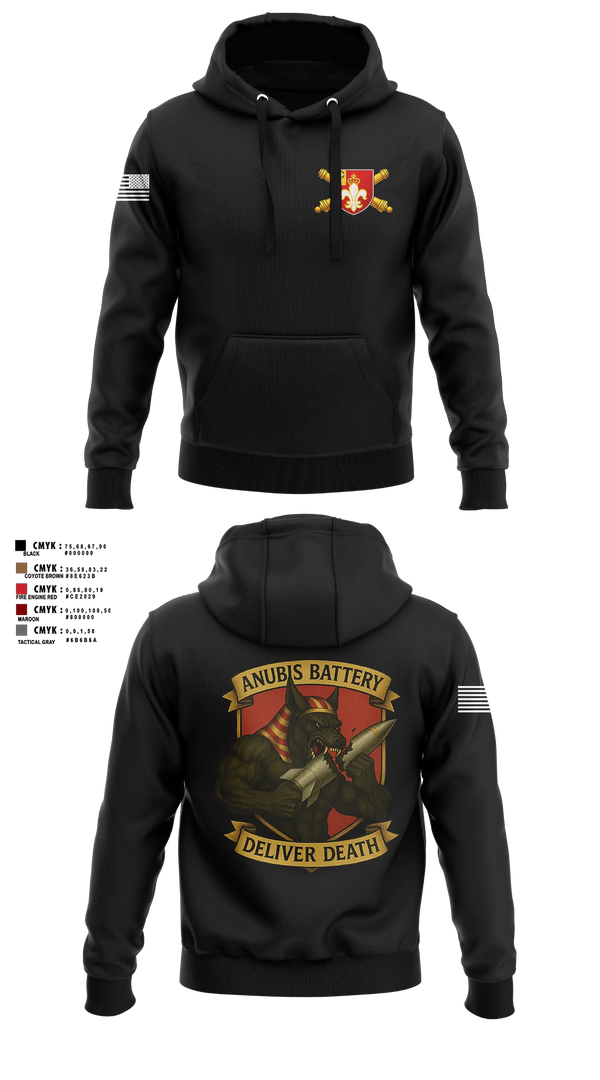 Hoodie, Anubis Battery, 3-12 FA, Army, Teamtime, Team time, sublimation, custom sports apparel, team uniforms, spirit wear, spiritwear, sports uniforms, custom shirts, team store, custom team store, fundraiser sports, apparel fundraiser