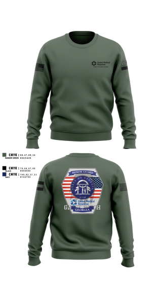 Crew Neck Sweatshirt, GMR Georgia Honor Guard, EMS/EMT, Teamtime, Team time, sublimation, custom sports apparel, team uniforms, spirit wear, spiritwear, sports uniforms, custom shirts, team store, custom team store, fundraiser sports, apparel fundraiser