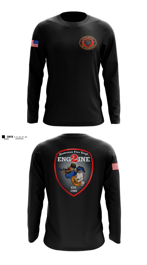 Long Sleeve Performance Shirt, Anderson City Fire, Fire Department, Teamtime, Team time, sublimation, custom sports apparel, team uniforms, spirit wear, spiritwear, sports uniforms, custom shirts, team store, custom team store, fundraiser sports, apparel fundraiser