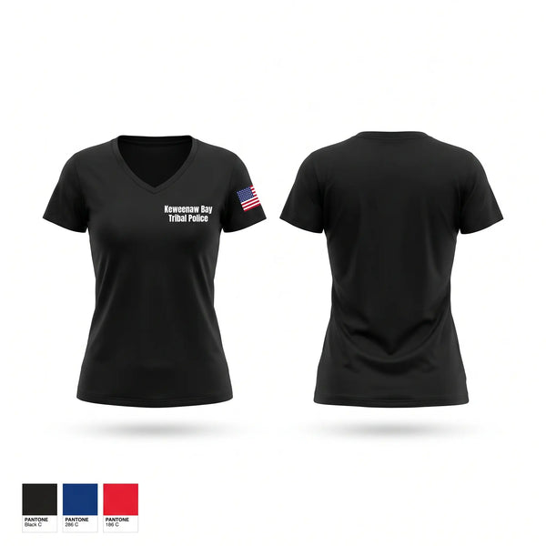 Keweenaw Bay Tribal Police Women's Short Sleeve V-neck Shirt - 1