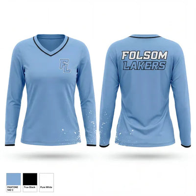Folsom Lakers 58191301 Women's Long Sleeve V-neck Shirt - 1