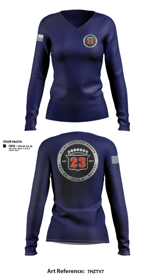Womens Long Sleeve Vneck Shirt, MDFR Station 23, Fire Department, Teamtime, Team time, sublimation, custom sports apparel, team uniforms, spirit wear, spiritwear, sports uniforms, custom shirts, team store, custom team store, fundraiser sports, apparel fundraiser