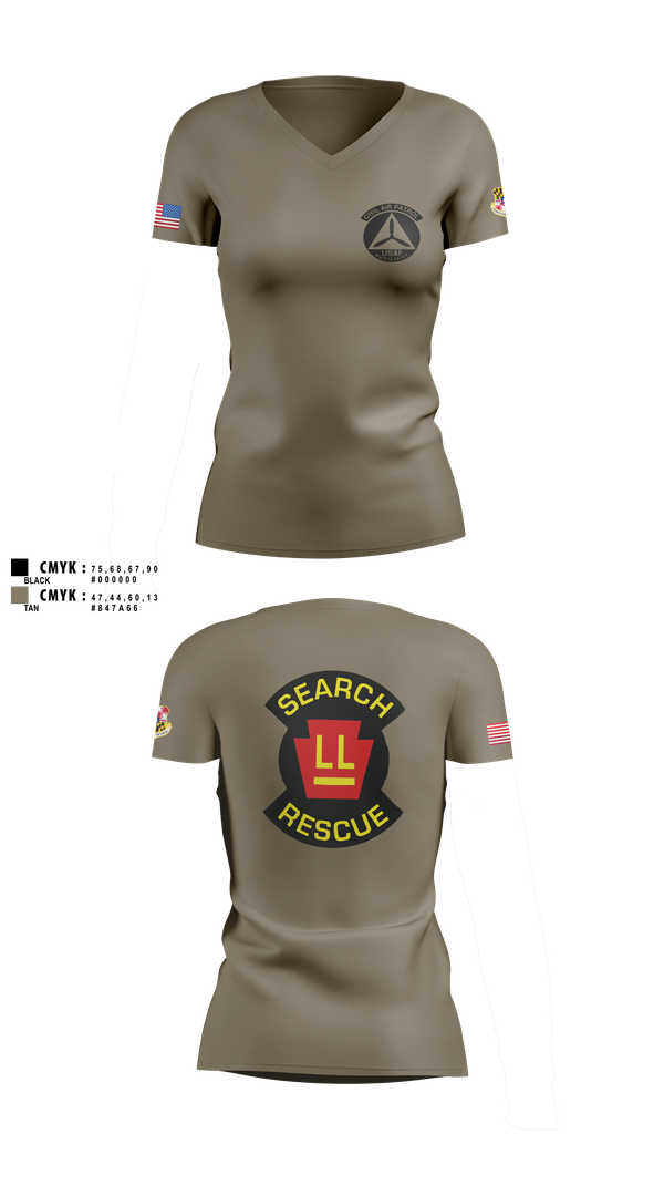 Womens Short Sleeve Vneck Shirt, Wicomico Composite Squadron, Air Force, Teamtime, Team time, sublimation, custom sports apparel, team uniforms, spirit wear, spiritwear, sports uniforms, custom shirts, team store, custom team store, fundraiser sports, apparel fundraiser