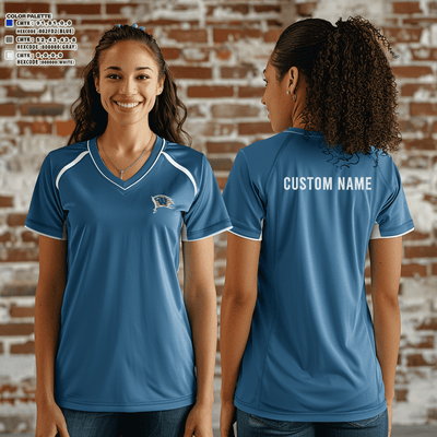 Wheatland youth football and cheer 53677637 Women's Short Sleeve V-neck Shirt - 3