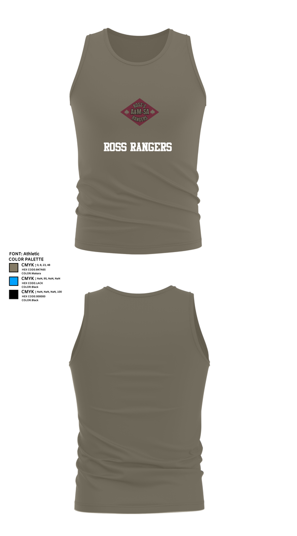 Tank Top, Ross Rangers, Army, Teamtime, Team time, sublimation, custom sports apparel, team uniforms, spirit wear, spiritwear, sports uniforms, custom shirts, team store, custom team store, fundraiser sports, apparel fundraiser