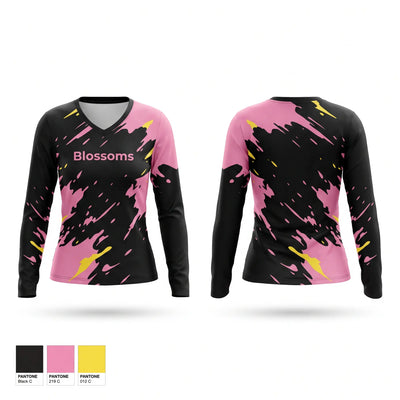 Blossoms Women's Long Sleeve V-neck Shirt - 1