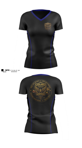 Womens Short Sleeve Vneck Shirt, Vigilance Protection Services, , Teamtime, Team time, sublimation, custom sports apparel, team uniforms, spirit wear, spiritwear, sports uniforms, custom shirts, team store, custom team store, fundraiser sports, apparel fundraiser